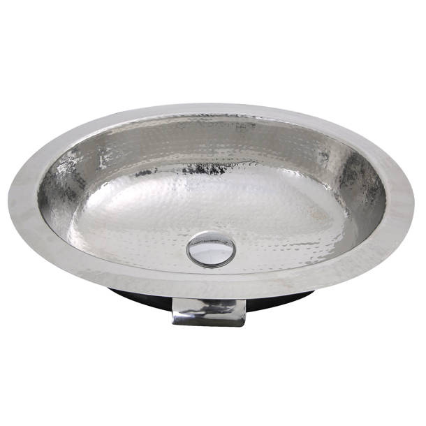 Nantucket Sinks 13.5'' Polished Silver Stainless Steel Oval Undermount Bathroom Sink with
